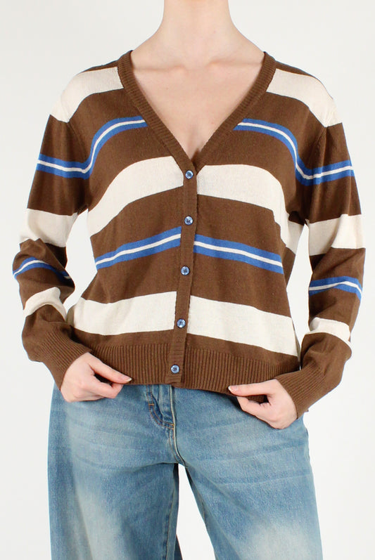Cardigan a Righe Scollo V