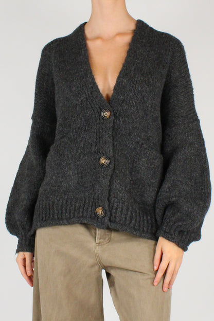 Three-Button V-Neck Cardigan