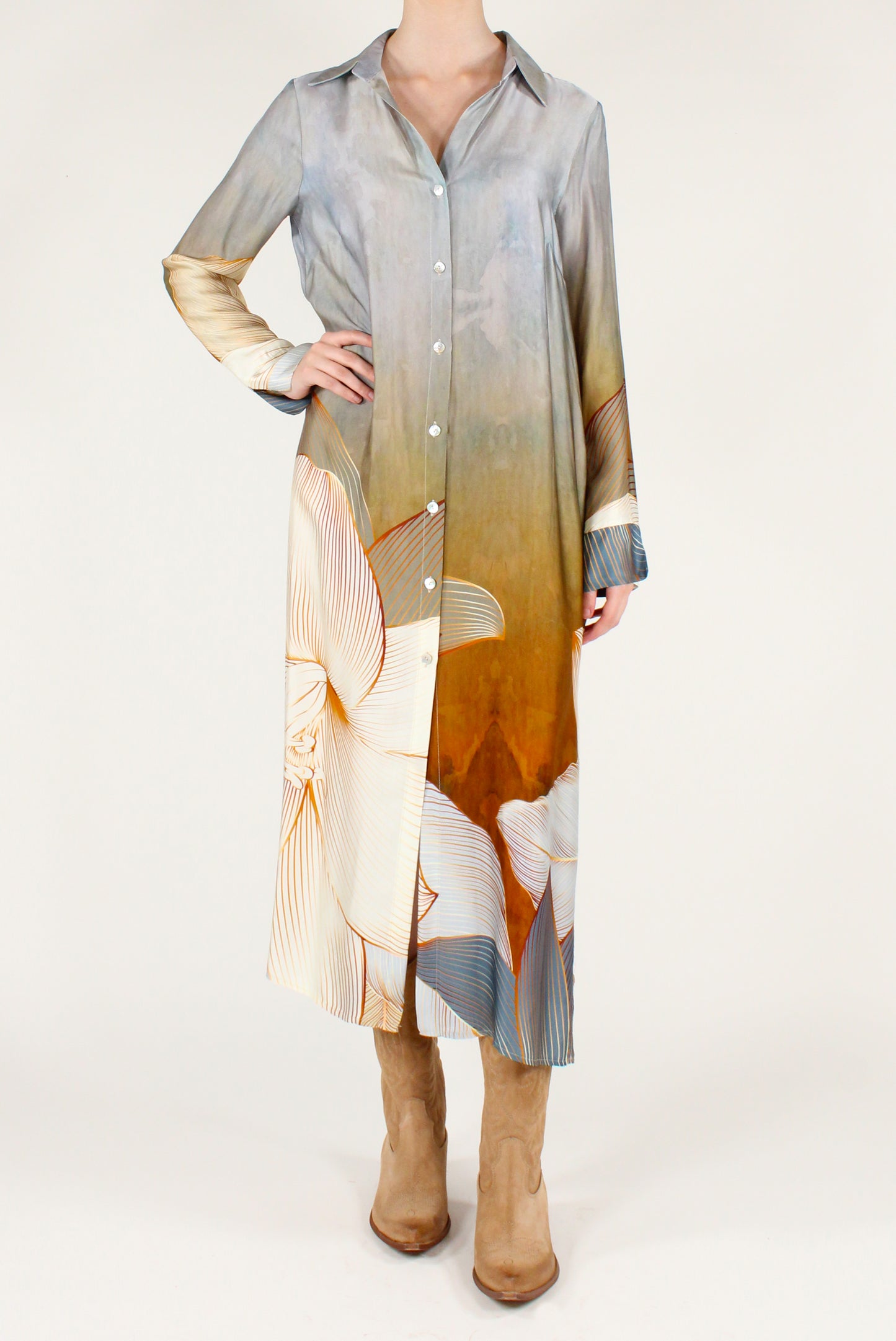 Flower Print Shirt Dress