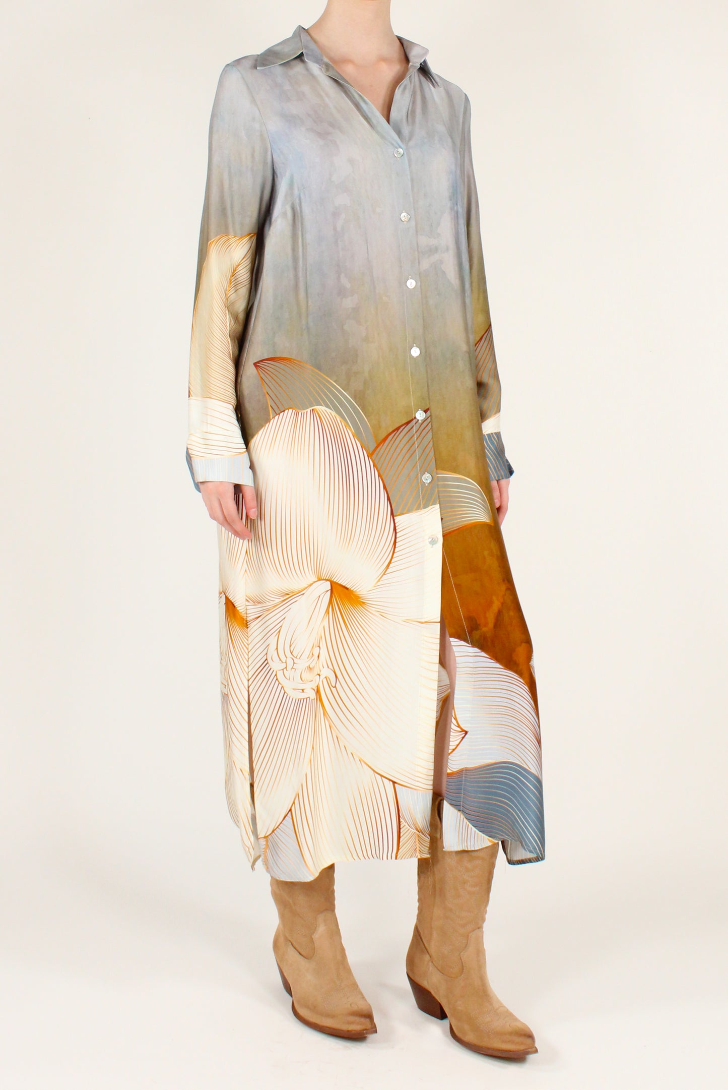 Flower Print Shirt Dress