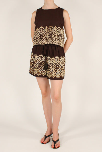 Completo Top e Shorts con Ricami Dorati