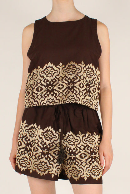 Completo Top e Shorts con Ricami Dorati