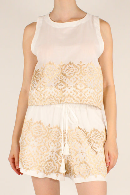 Completo Top e Shorts con Ricami Dorati