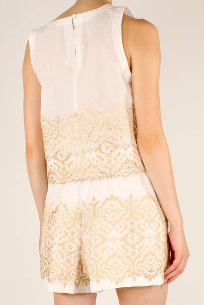 Completo Top e Shorts con Ricami Dorati