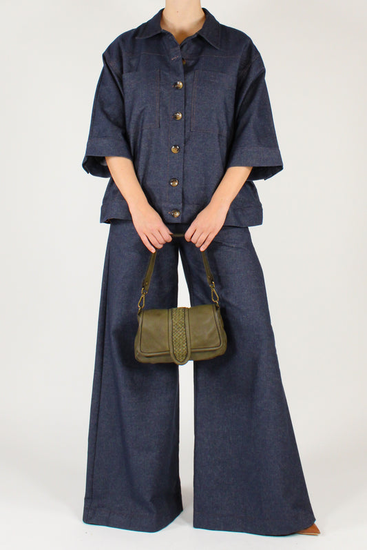 Camicia a Maniche Corte in Denim