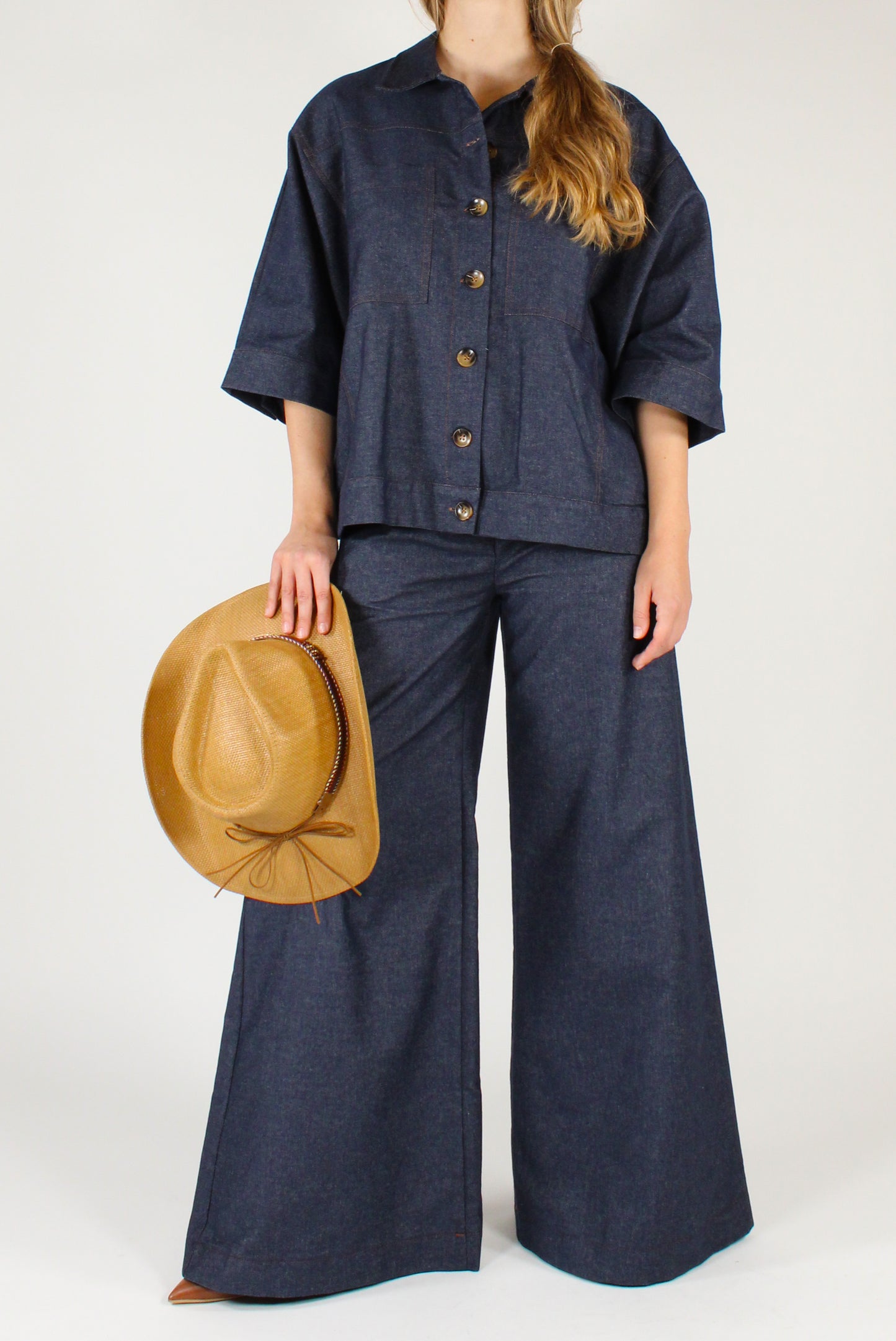 Camicia a Maniche Corte in Denim