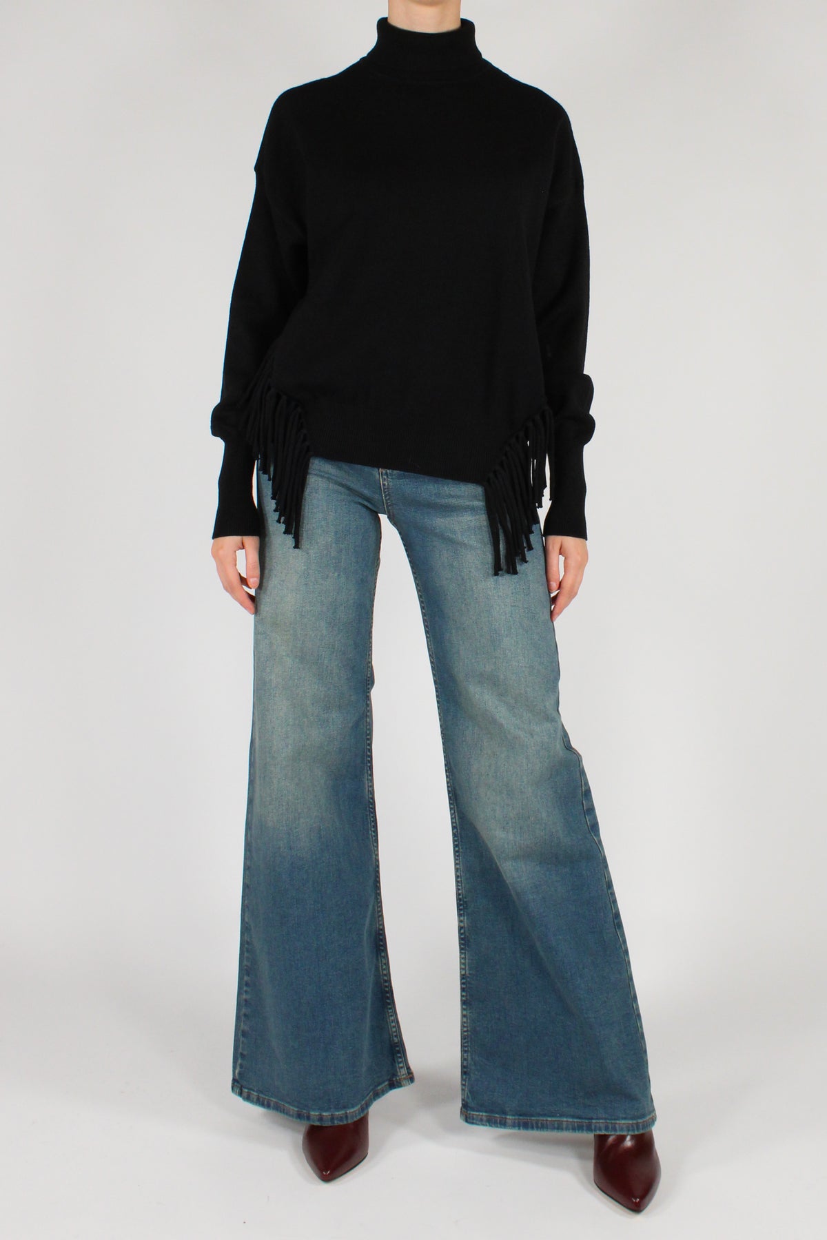 Maglione Dolcevita con Frange