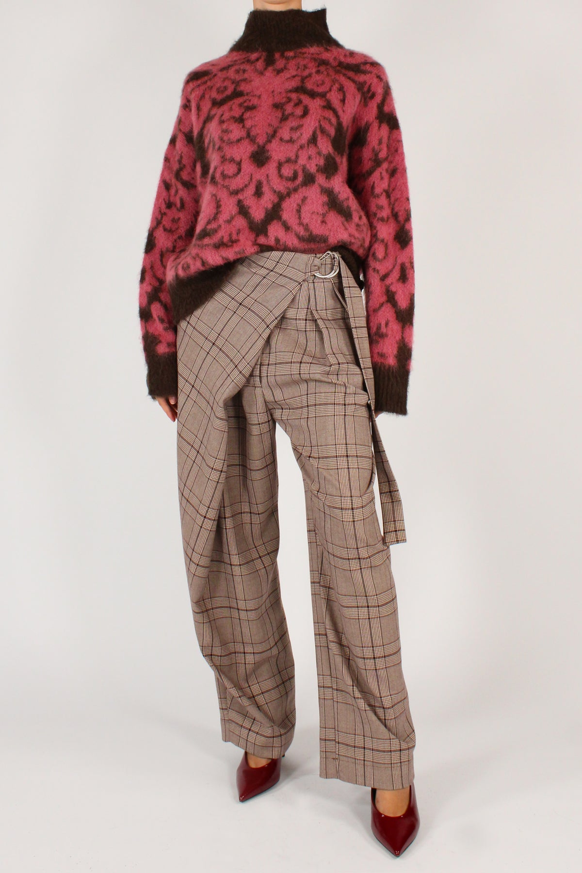 Pantaloni Asimmetrici Stampa Tartan