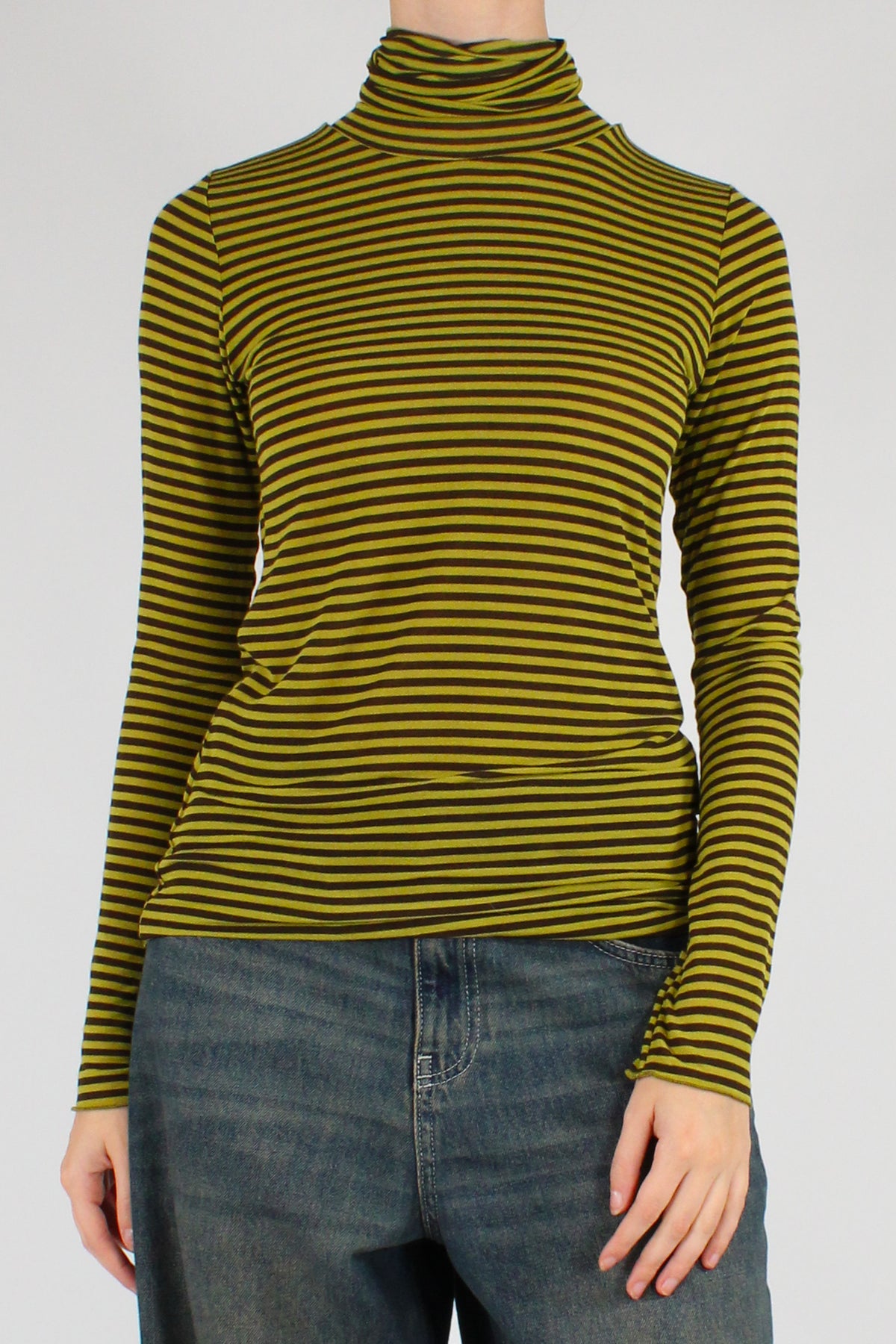 Maglia Dolcevita a Righe Misto Cachemire