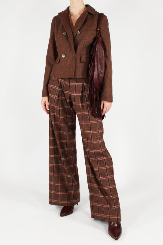 Pantaloni a Quadri con Pinces