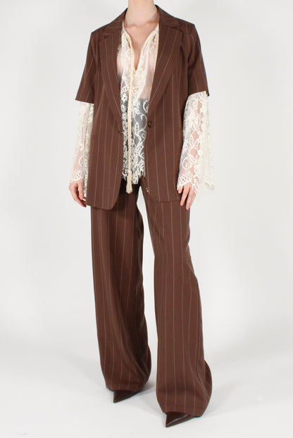 Pantaloni Gessati con Cintura