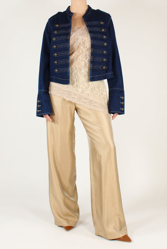 Giacca Napoleonica in Denim Lavaggio Scuro