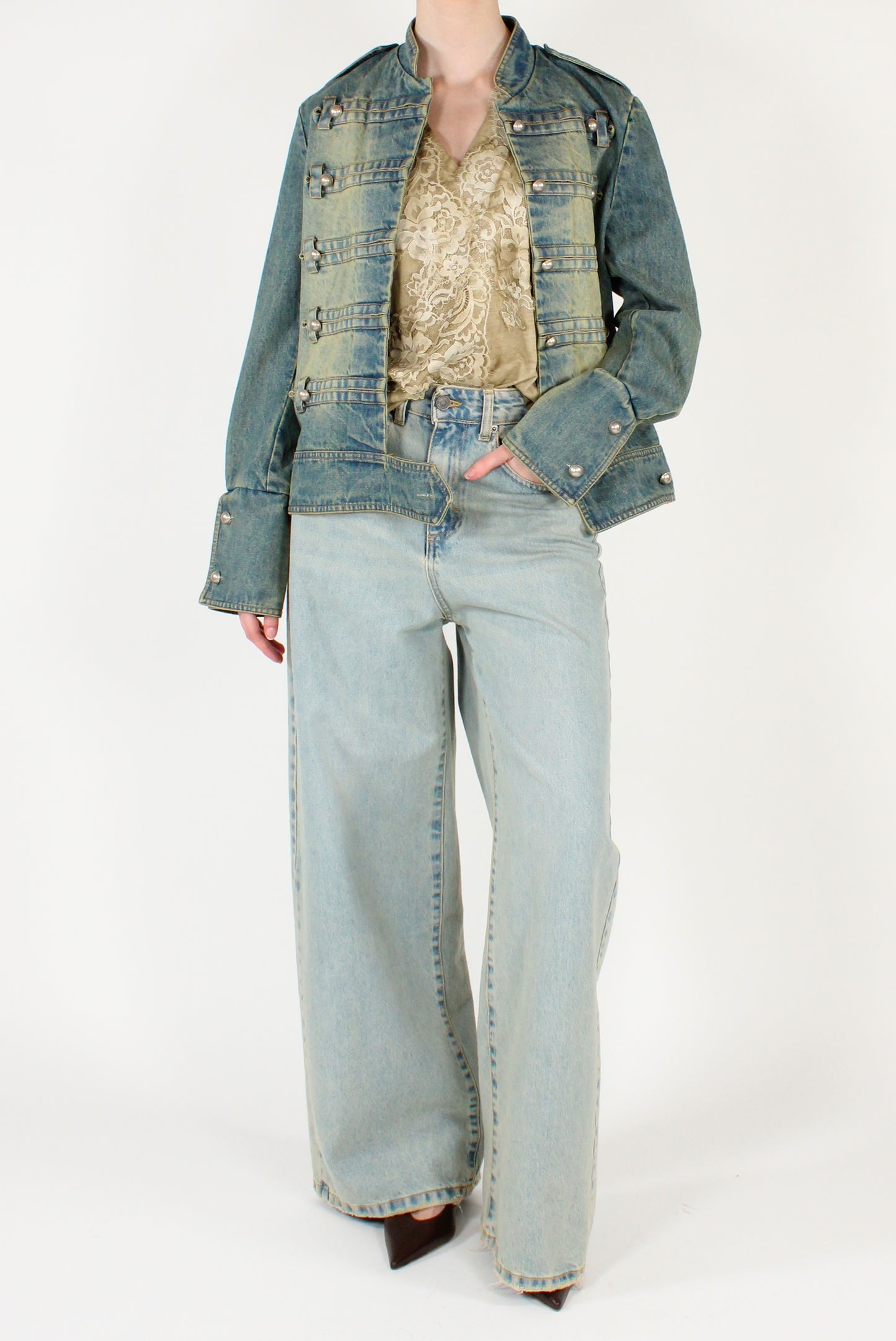 Giacca Napoleonica in Denim Slavato