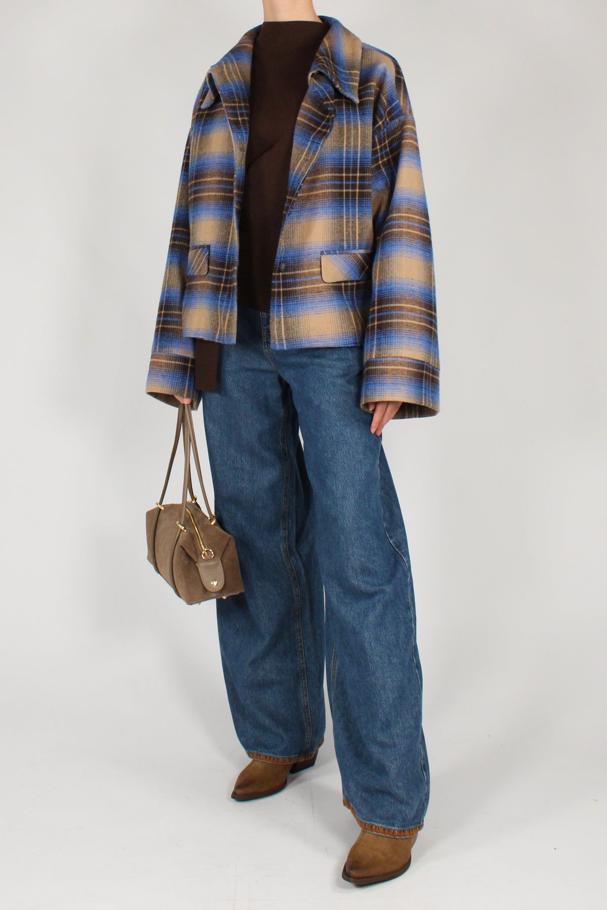 Giacca Collo Alto Stampa Tartan