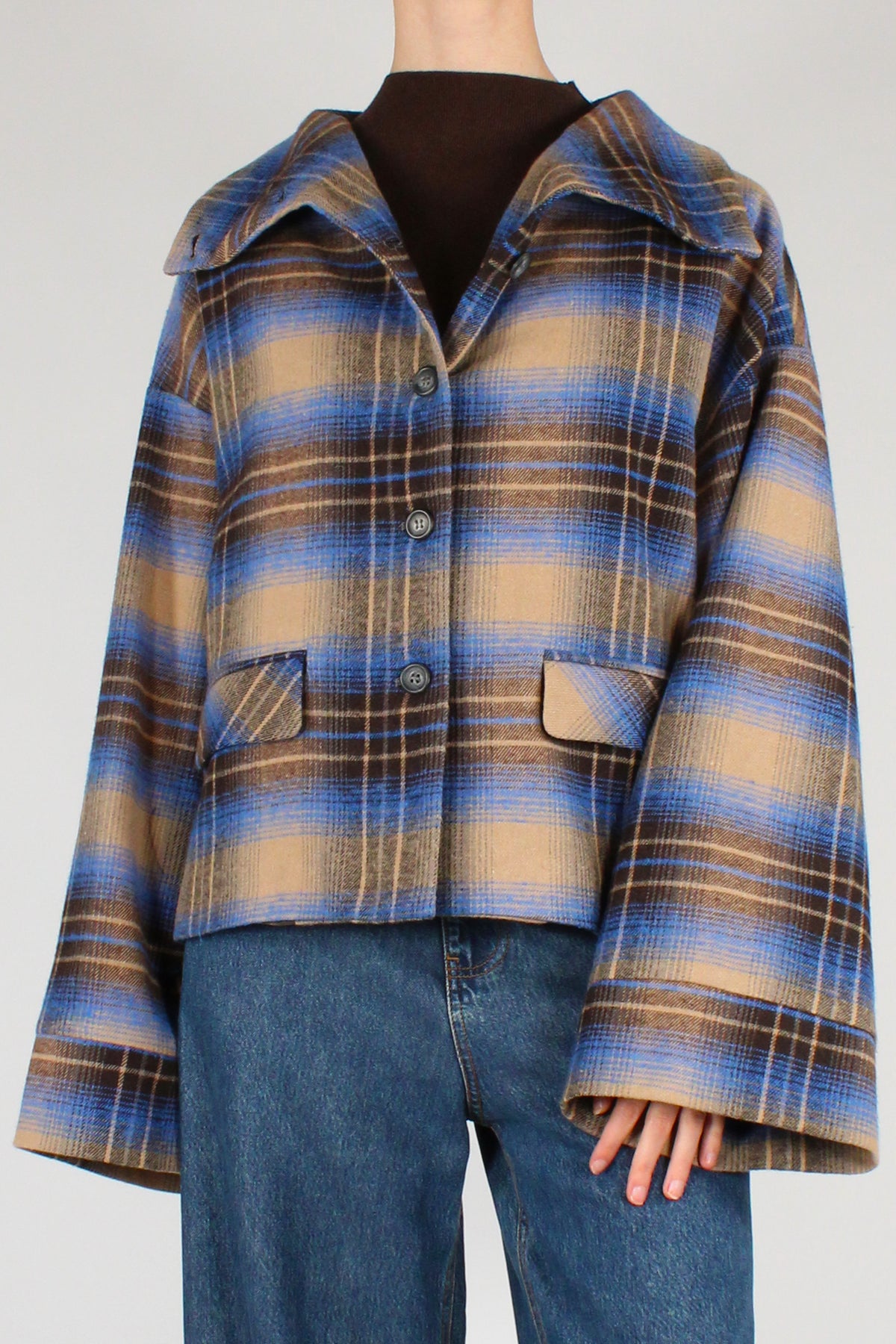 Giacca Collo Alto Stampa Tartan
