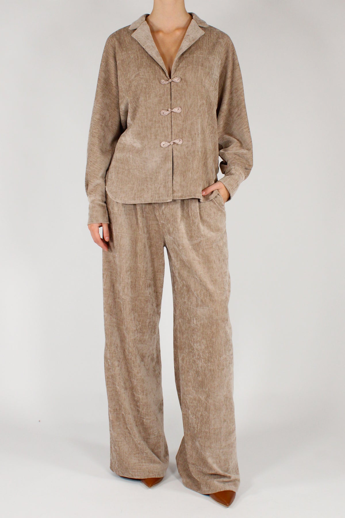 Pantaloni in Velluto con Pinces