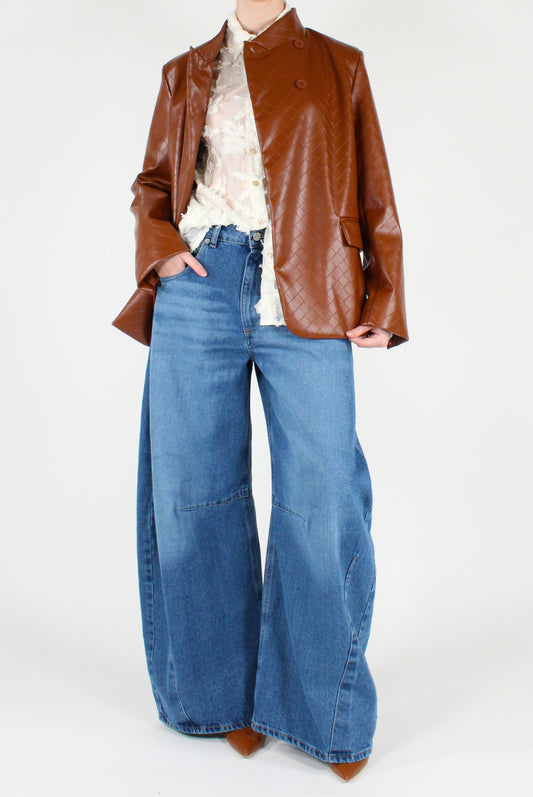 Giacca in Ecopelle Stampa Quadrettata