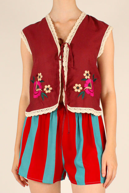 Acquista Gilet Donna Ricamato Lino e Viscosa | MaClò