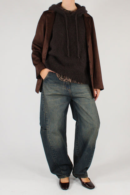 Mohair Blend Hooded Over Vest