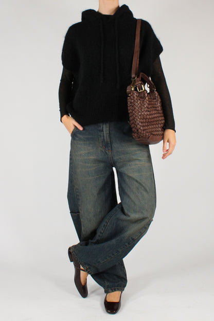 Mohair Blend Hooded Over Vest