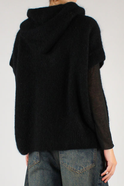Mohair Blend Hooded Over Vest