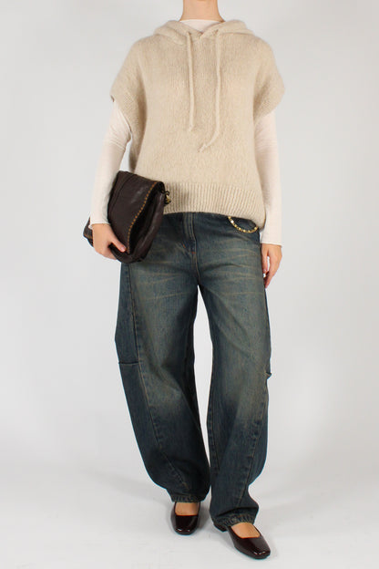 Mohair Blend Hooded Over Vest