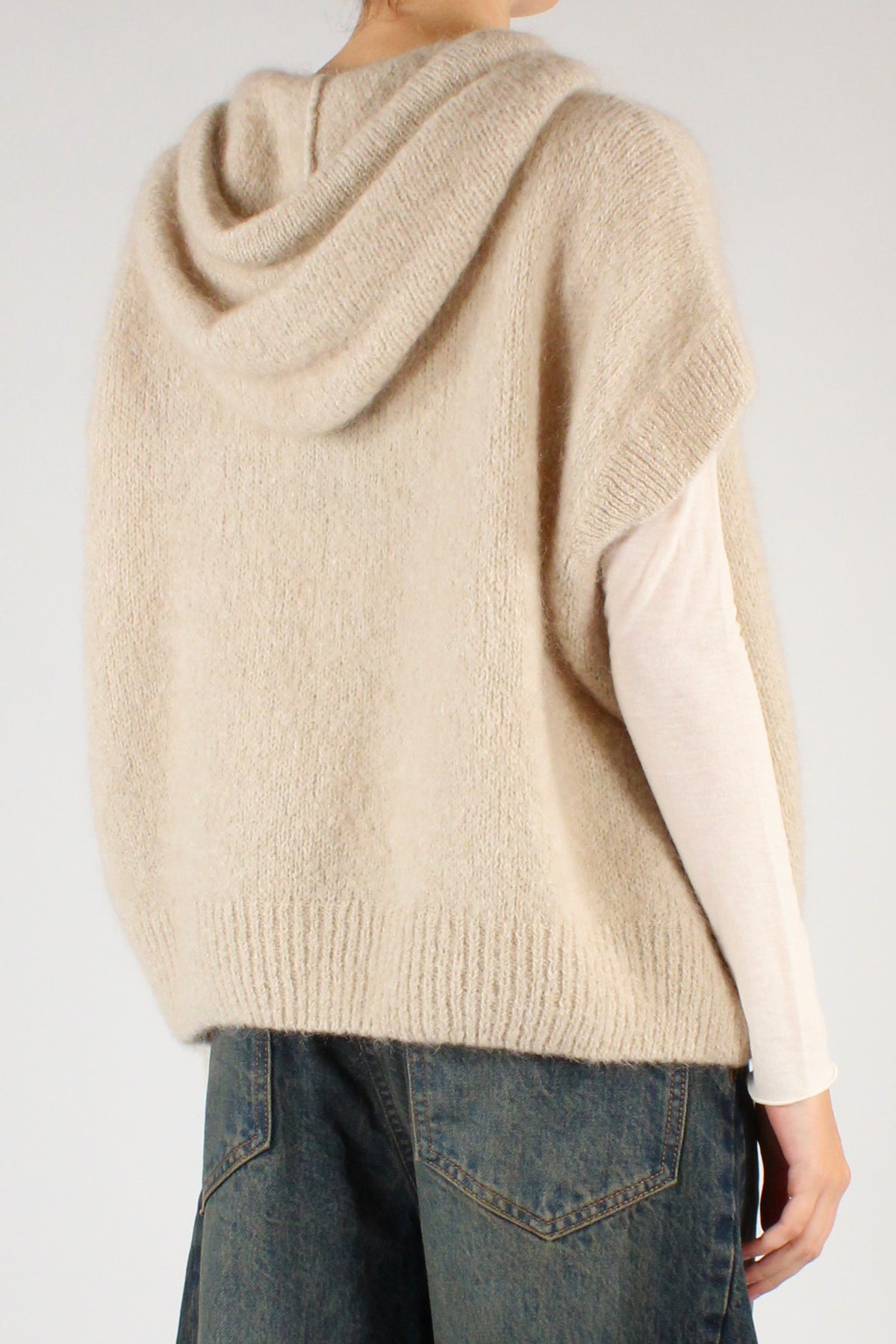 Mohair Blend Hooded Over Vest