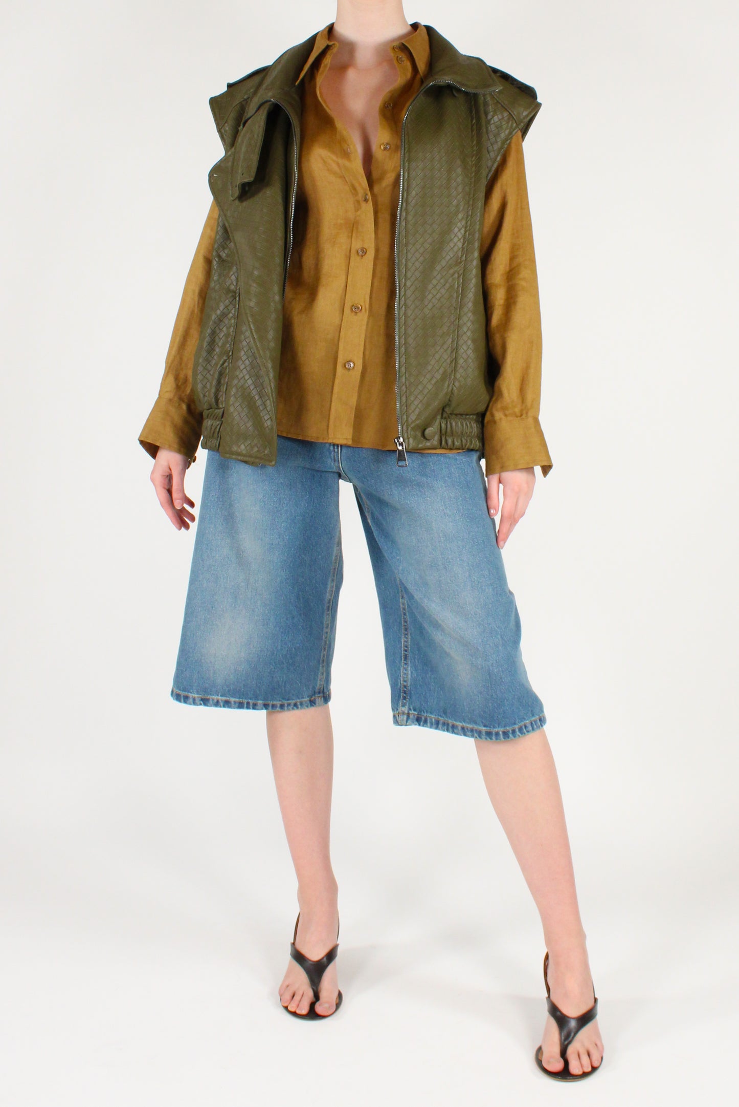 Gilet Over in Ecopelle Intrecciata