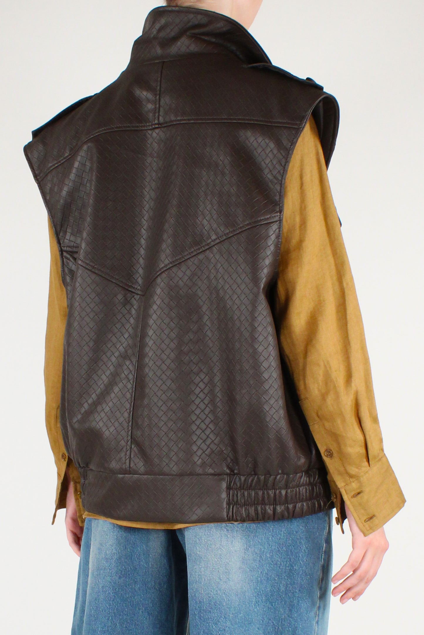 Gilet Over in Ecopelle Intrecciata