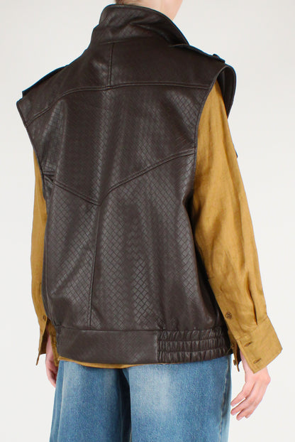 Gilet Over in Ecopelle Intrecciata