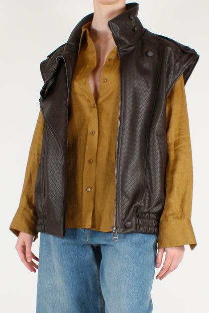 Gilet Over in Ecopelle Intrecciata