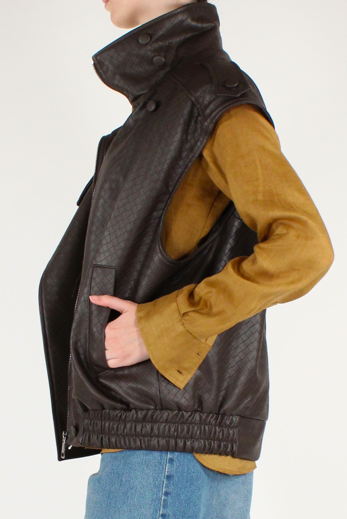 Gilet Over in Ecopelle Intrecciata