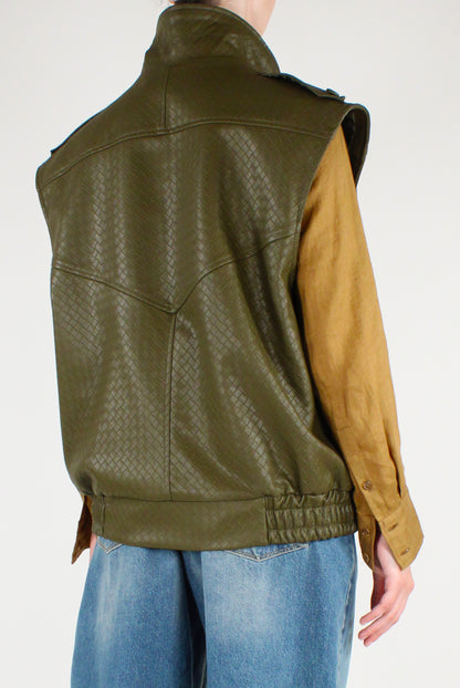 Gilet Over in Ecopelle Intrecciata