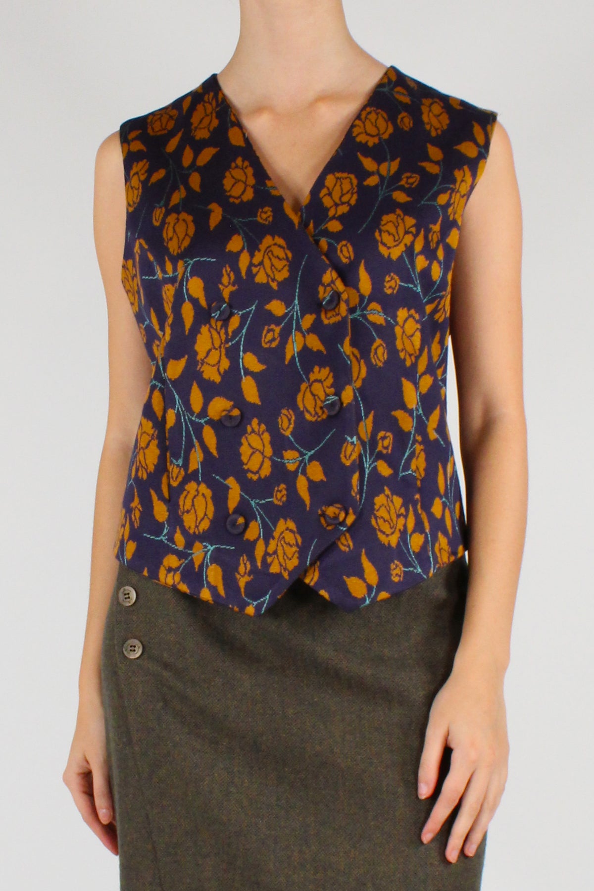 Gilet Doppiopetto Fantasia Floreale