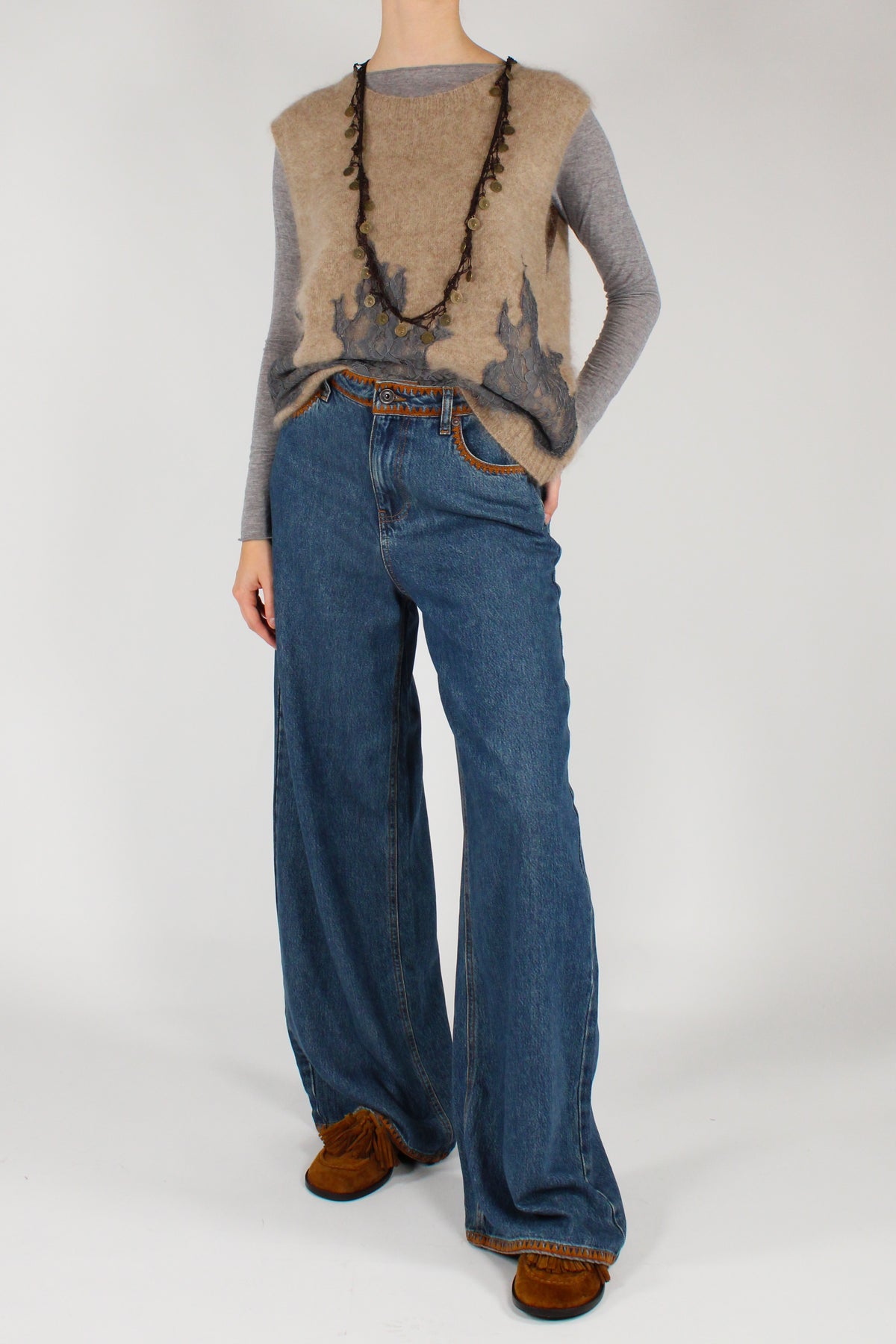 Gilet in Lana con Pizzo