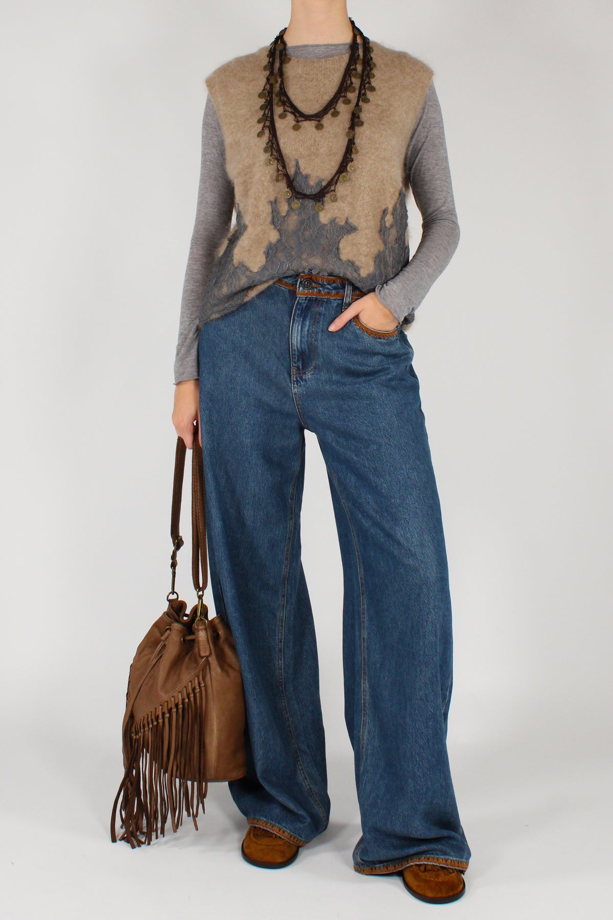 Gilet in Lana con Pizzo