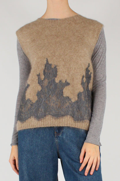 Gilet in Lana con Pizzo