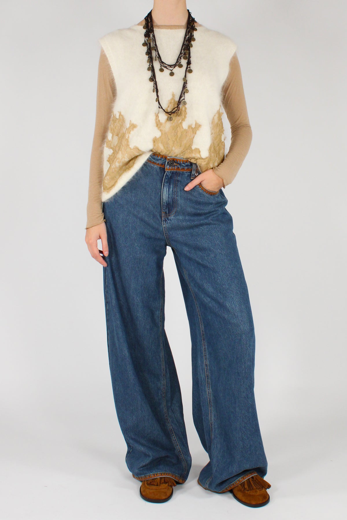 Gilet in Lana con Pizzo