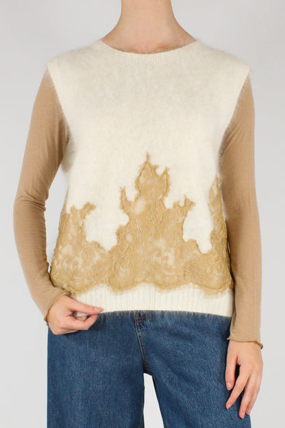 Gilet in Lana con Pizzo