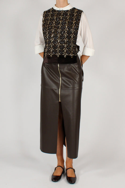 Camicia con Gilet in Velluto Ricamato e Paillettes