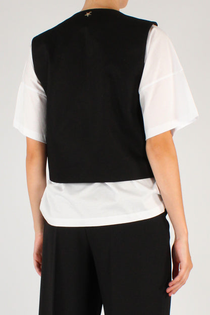 Gilet Aperto Ricamato con Perline