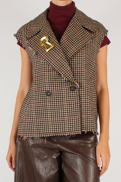 Gilet Doppiopetto Fantasia Pied de Poule