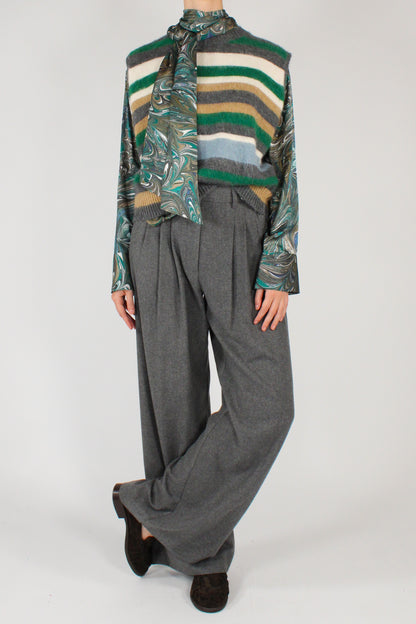 Gilet in Maglia a Righe Multicolore