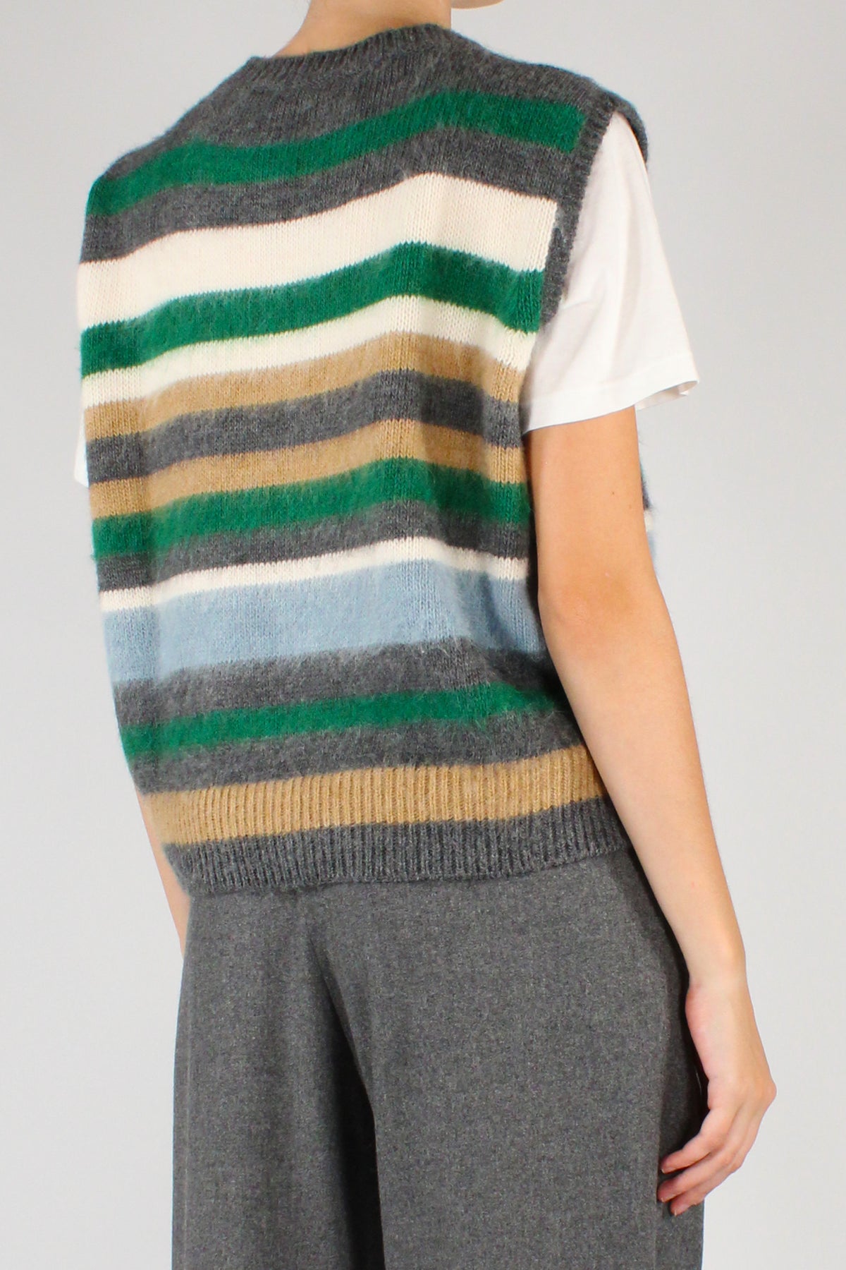 Gilet in Maglia a Righe Multicolore