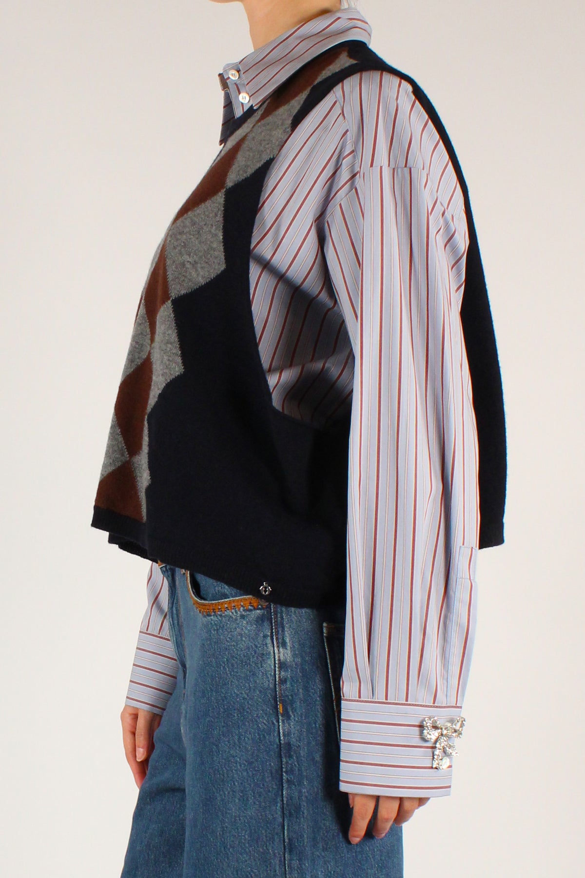 Gilet con Rombi in Misto Lana
