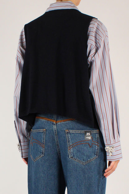 Gilet con Rombi in Misto Lana