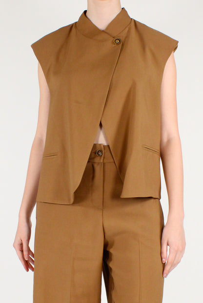Viscose Blend Stand-Up Collar Vest