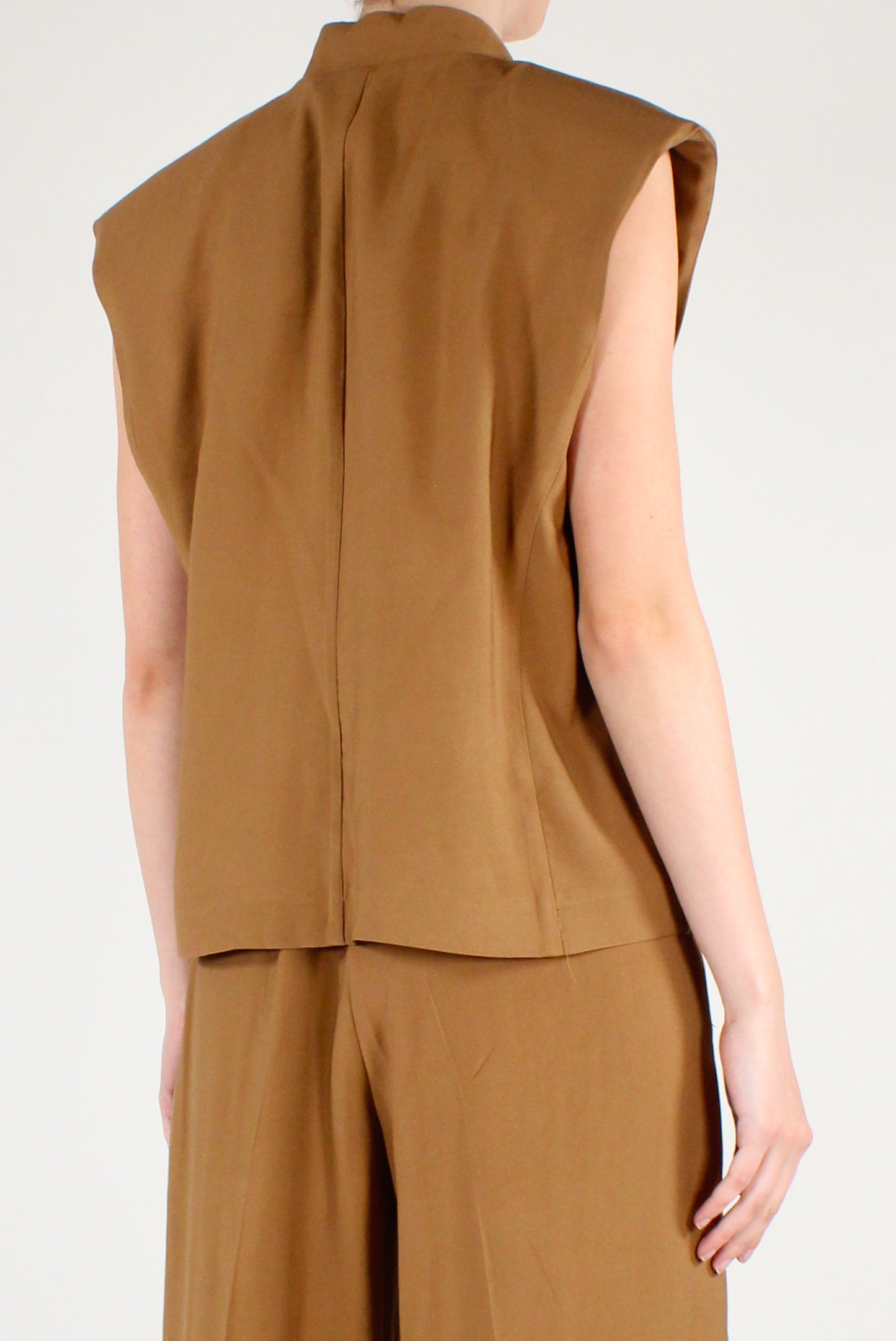 Viscose Blend Stand-Up Collar Vest