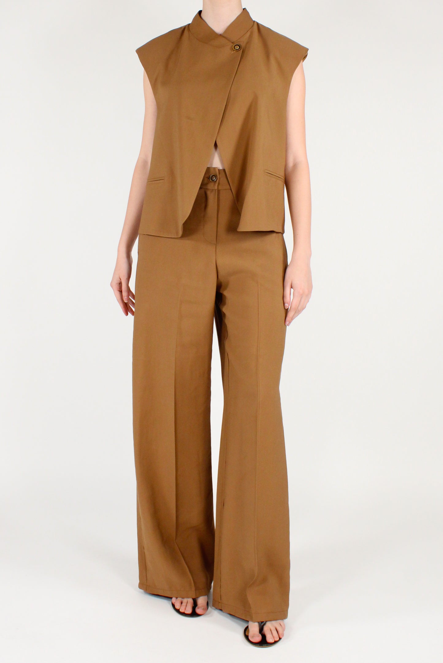 Viscose Blend Stand-Up Collar Vest