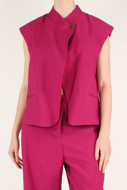 Viscose Blend Stand-Up Collar Vest